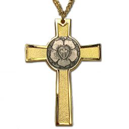 Gold Plated Pectoral Luther Rose Cross
