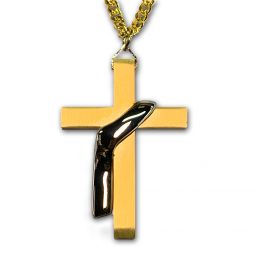 Gold Stainless Steel Deacon Cross Pendant