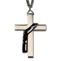 Silver Stainless Steel Deacon Cross Pendant