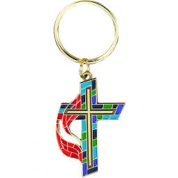 United Methodist Stained Glass Key Ring