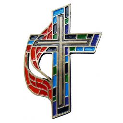 methodist cross united stained glass enameled crosses church bronze terrasanctaguild colors umc flame gifts