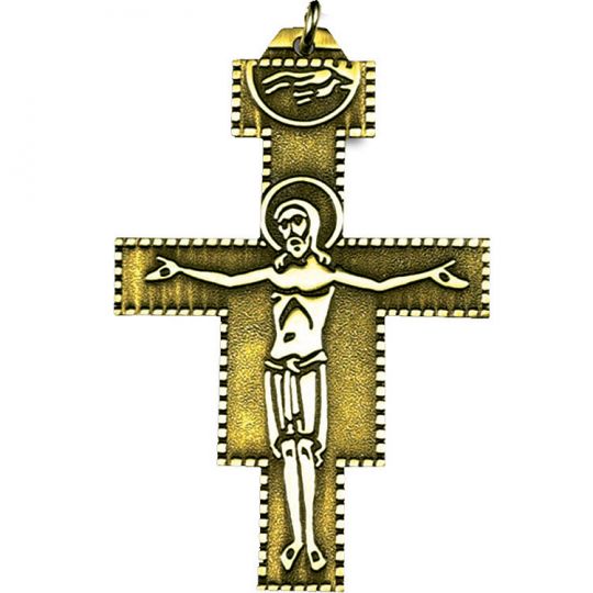 San Damiano Blue Gold Tone Crucifix Pendant Charm Cross Necklace Catholic  Gift | eBay