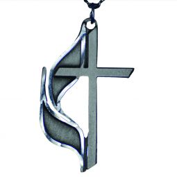 cross methodist flame united pewter necklace umc plated church pendant confirmation 2pk chain christianbook jewelry necklaces cokesbury