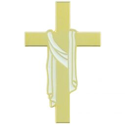 Gold Plated White Enameled Easter Cross Pin