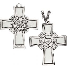 cross rose luther lutheran sterling silver pectoral confirmation necklace crosses code