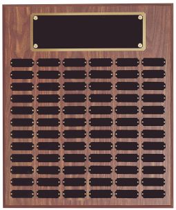 Large Walnut finish Perpetual Plaques w/ Black brass plates