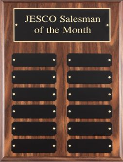 Walnut finish Perpetual Plaque w/ Black brass steel