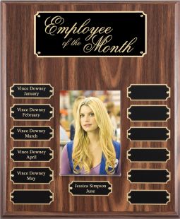 Walnut finish perpetual plaque w/ Photo